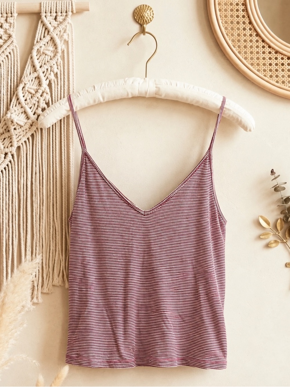 American Eagle Red & White Striped Tank Top